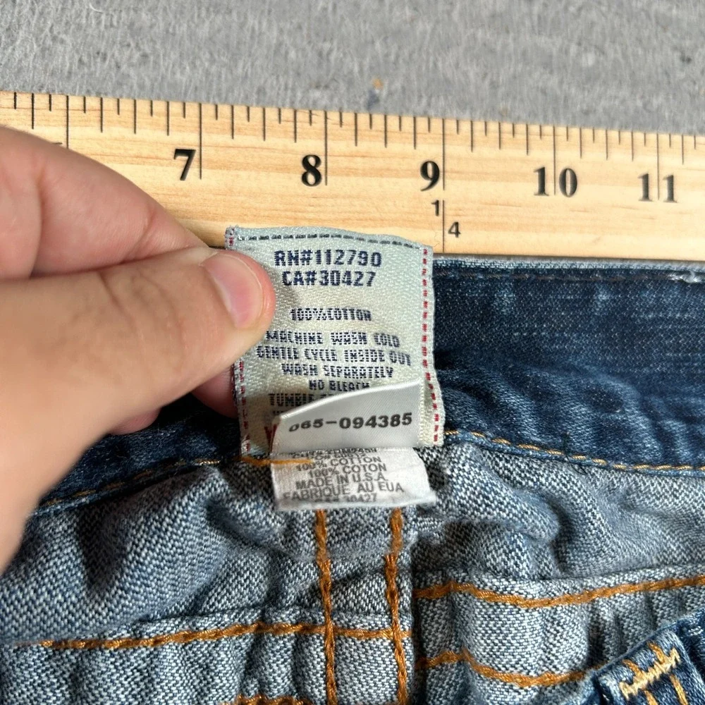 True Religion Jeans Men 34‎ (32x30) Custom Patchwork Straight Leg Billy Big T